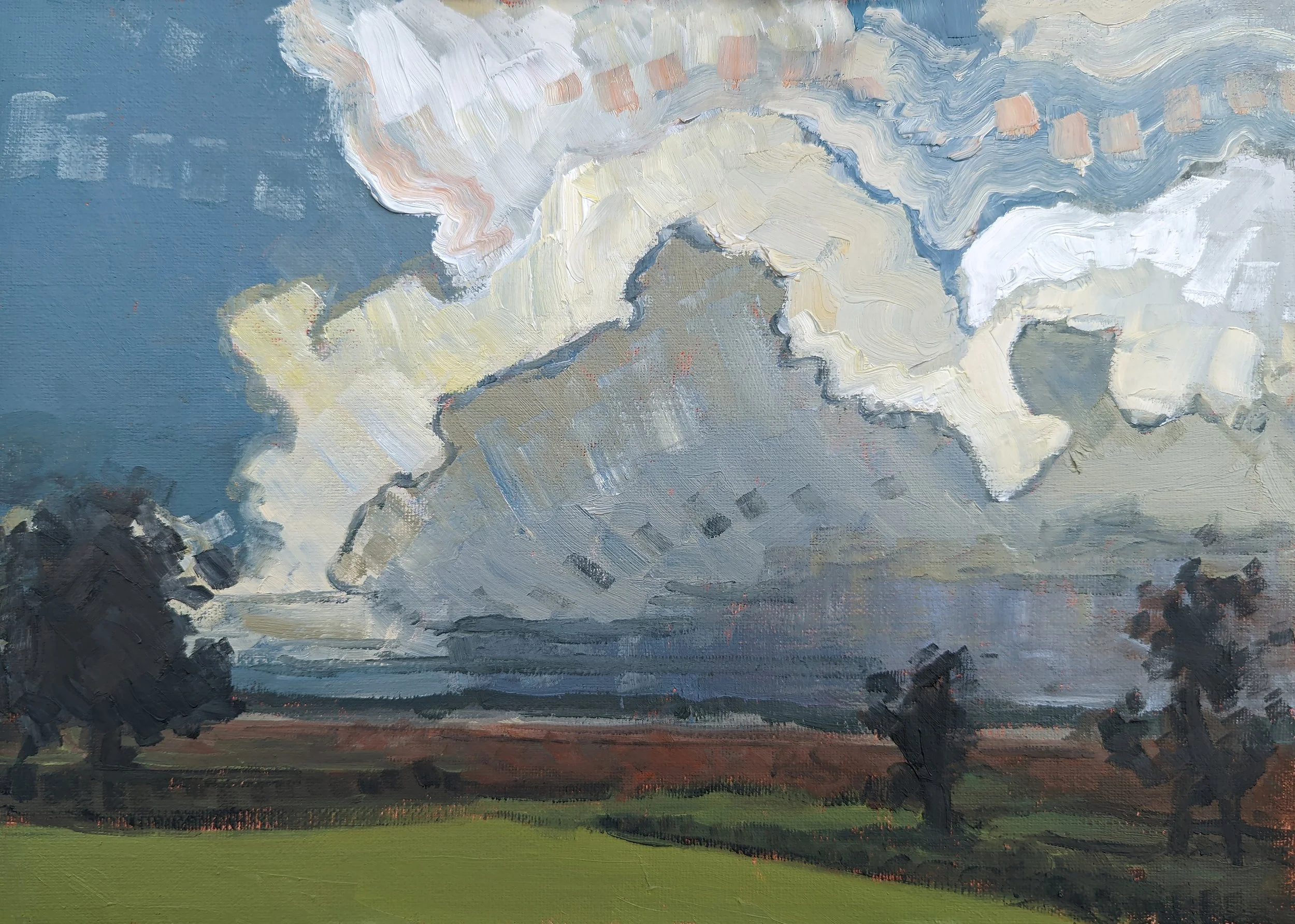 Plein air: Storm in Galway, Ireland. September 2022. A3. Oil on canvas panel. [Completed during AIR with Watershed Studio Galway]