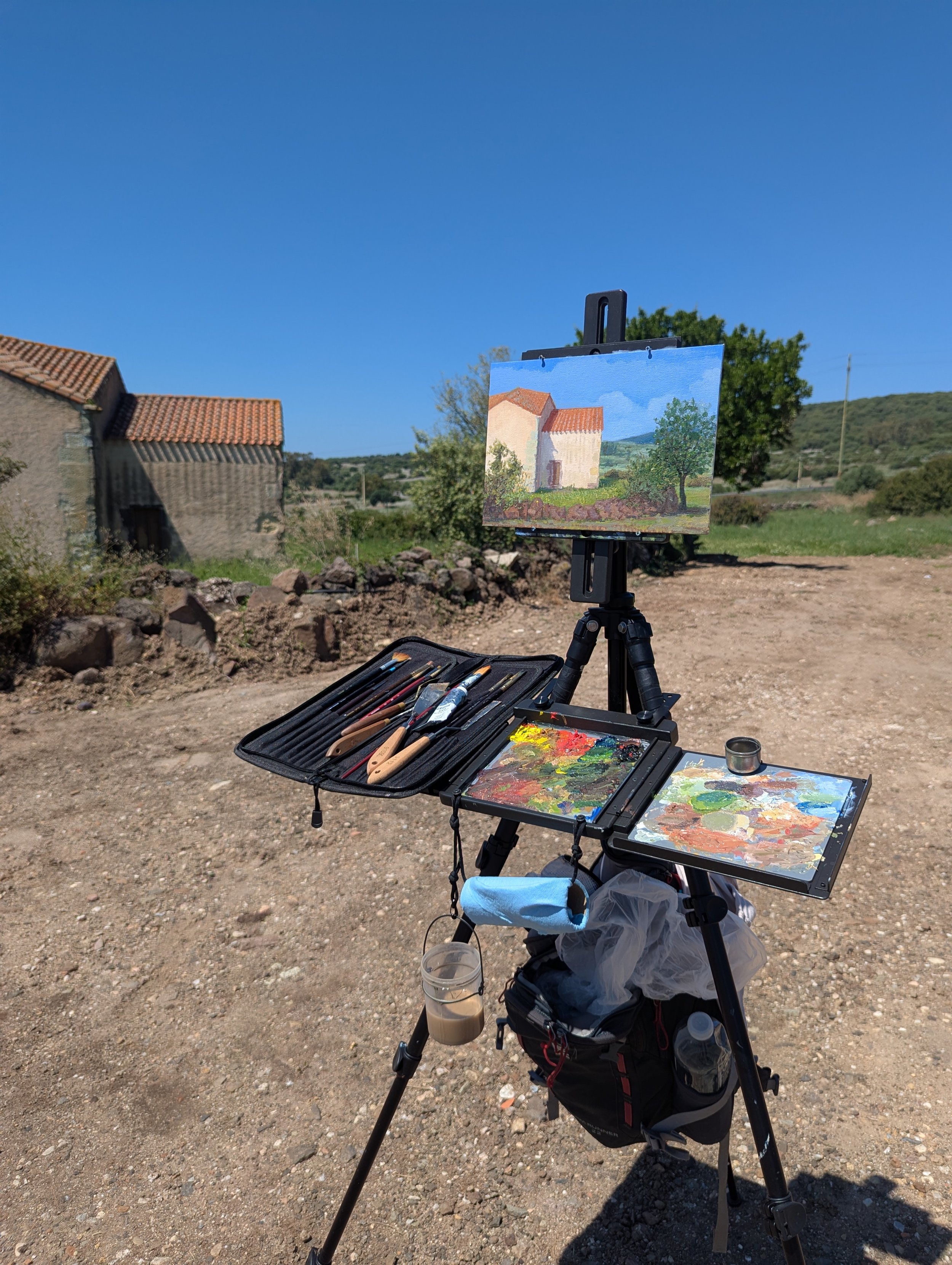 Plein air - Church of San Giorgio, morning sun, Milis