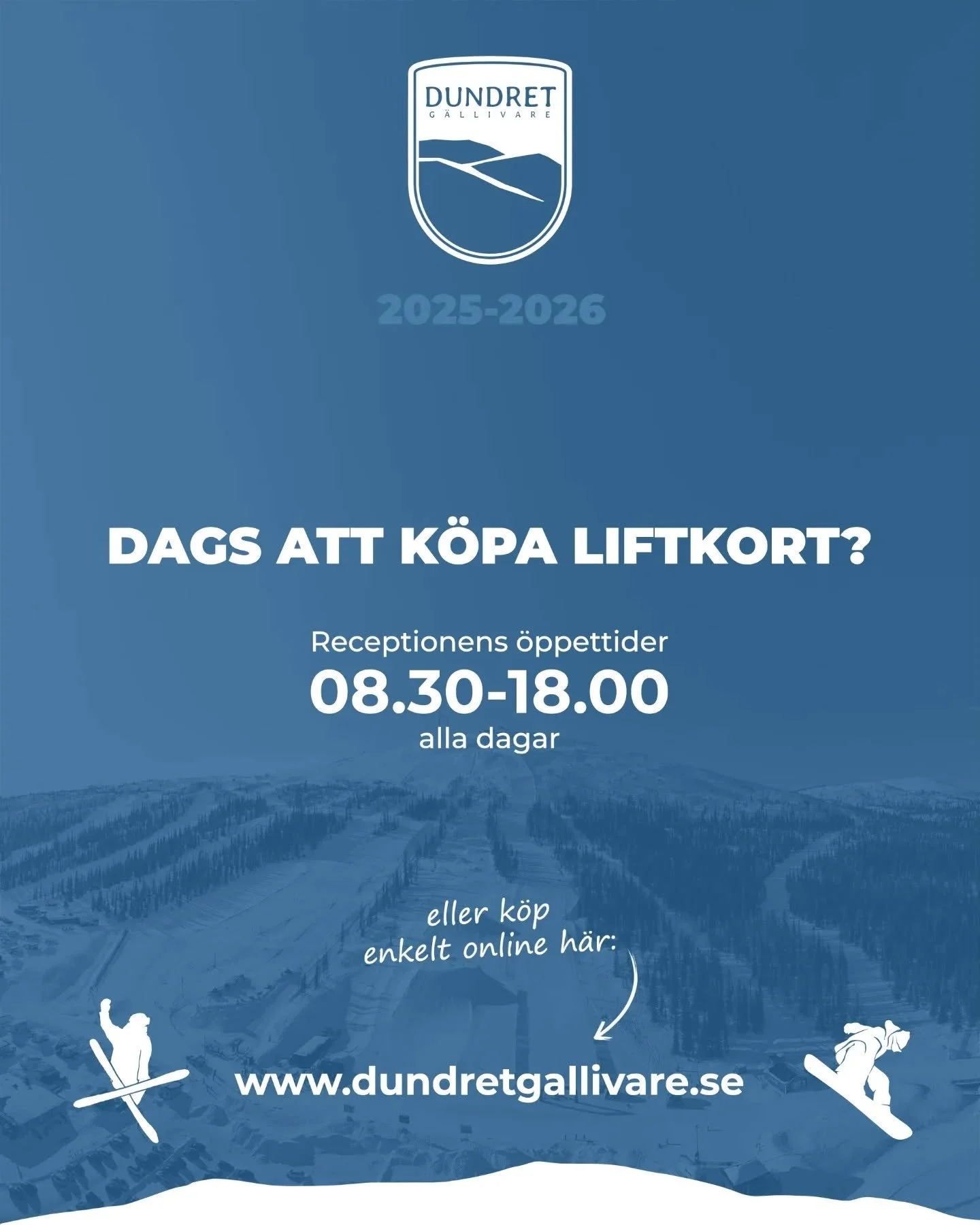 Dags att k&ouml;pa liftkort? Handla i receptionen p&aring; Dundret eller online p&aring; www.dundretgallivare.se 😃⛷️❄️🏂

Bra att veta: 

🔹️Ungdomsrabatt 500 kr f&ouml;r ungdomar skrivna i G&auml;llivare dras av vid k&ouml;p i receptionen och kan n