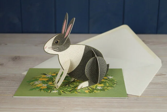 Pop-out Pet Greetings Card - Rabbit