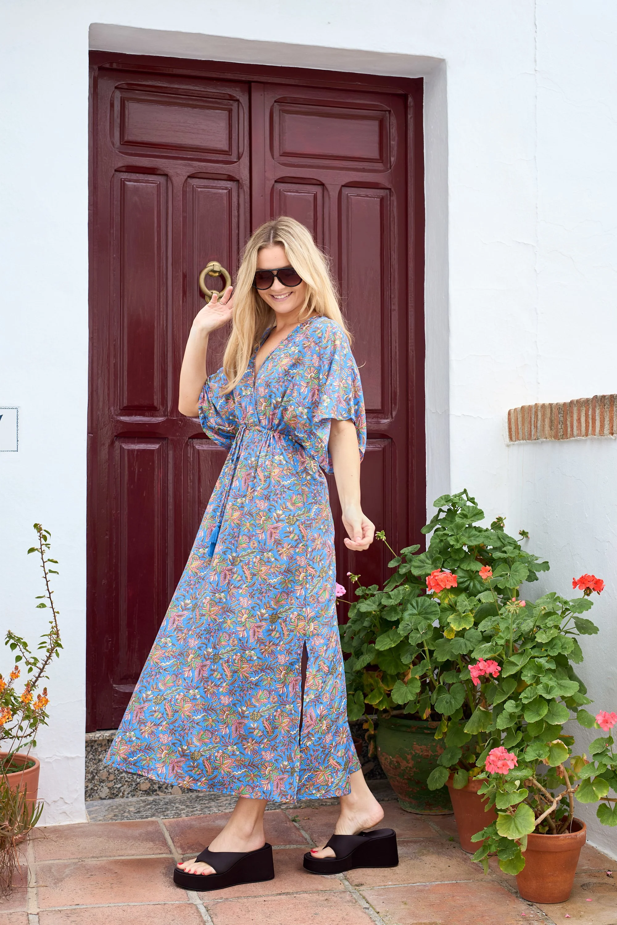 BCLUNA long V-neck dress Violet Blue 2.jpg