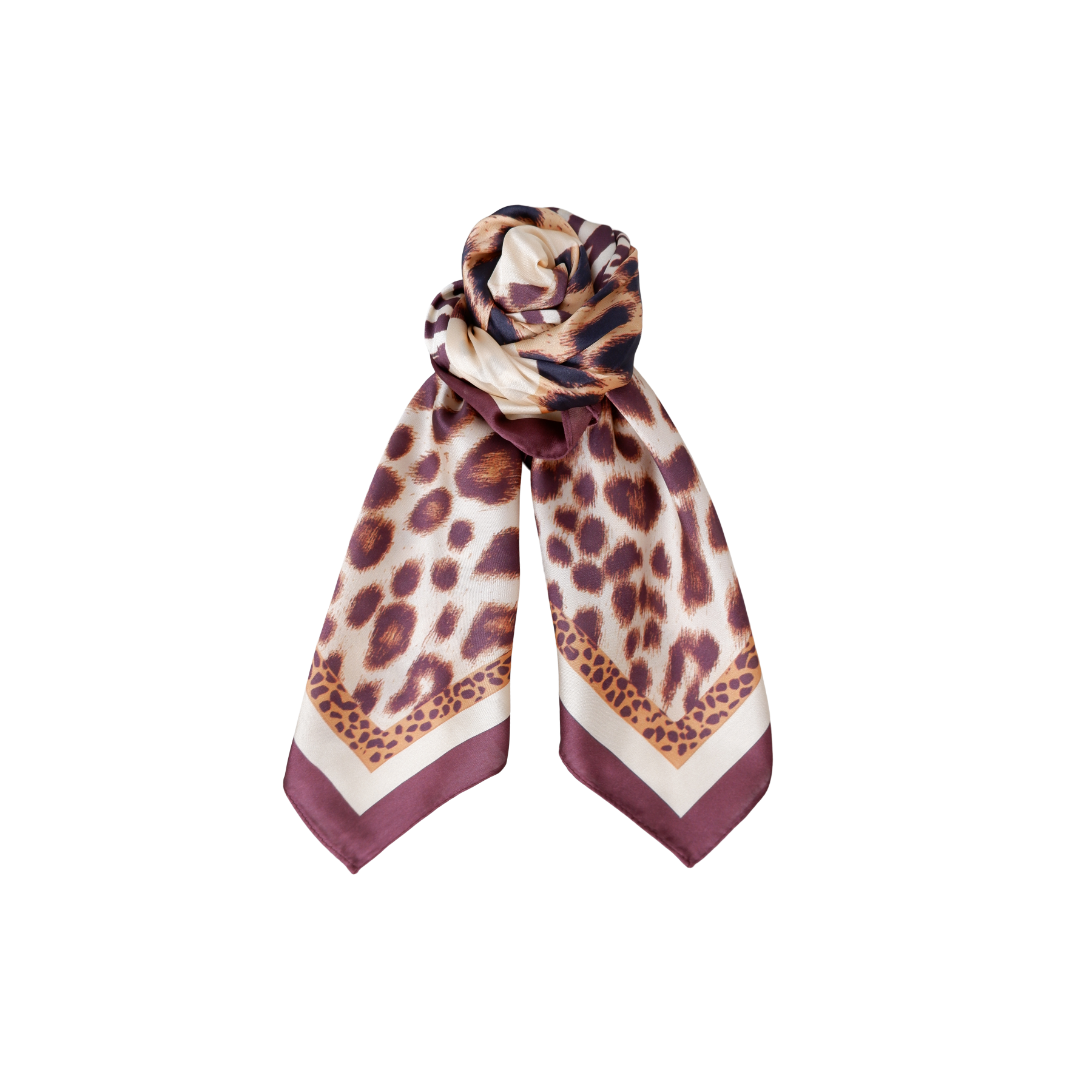 Black Colour Elena Satin Scarf Coffee