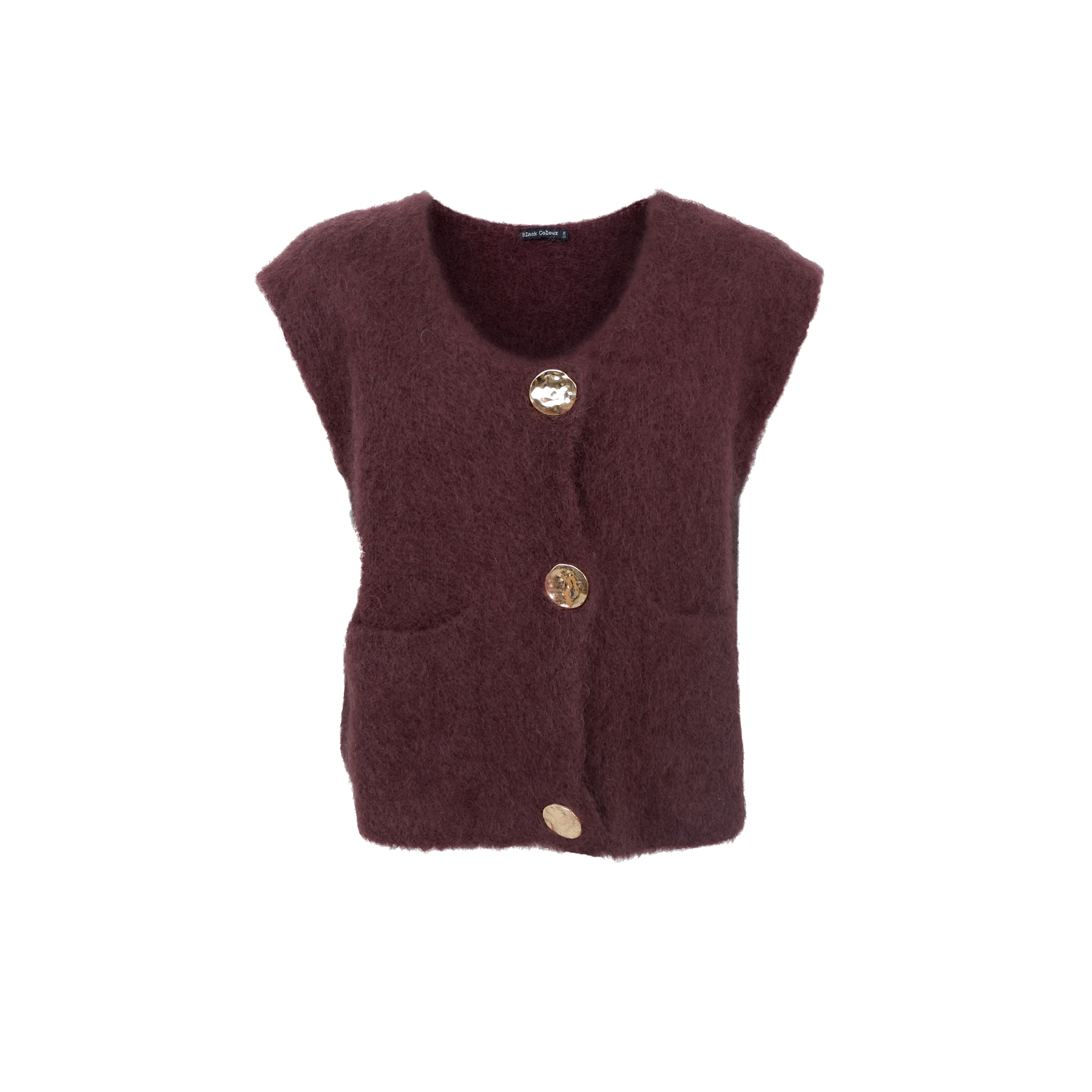 BCBJOERK knitted button vest Coffee.png