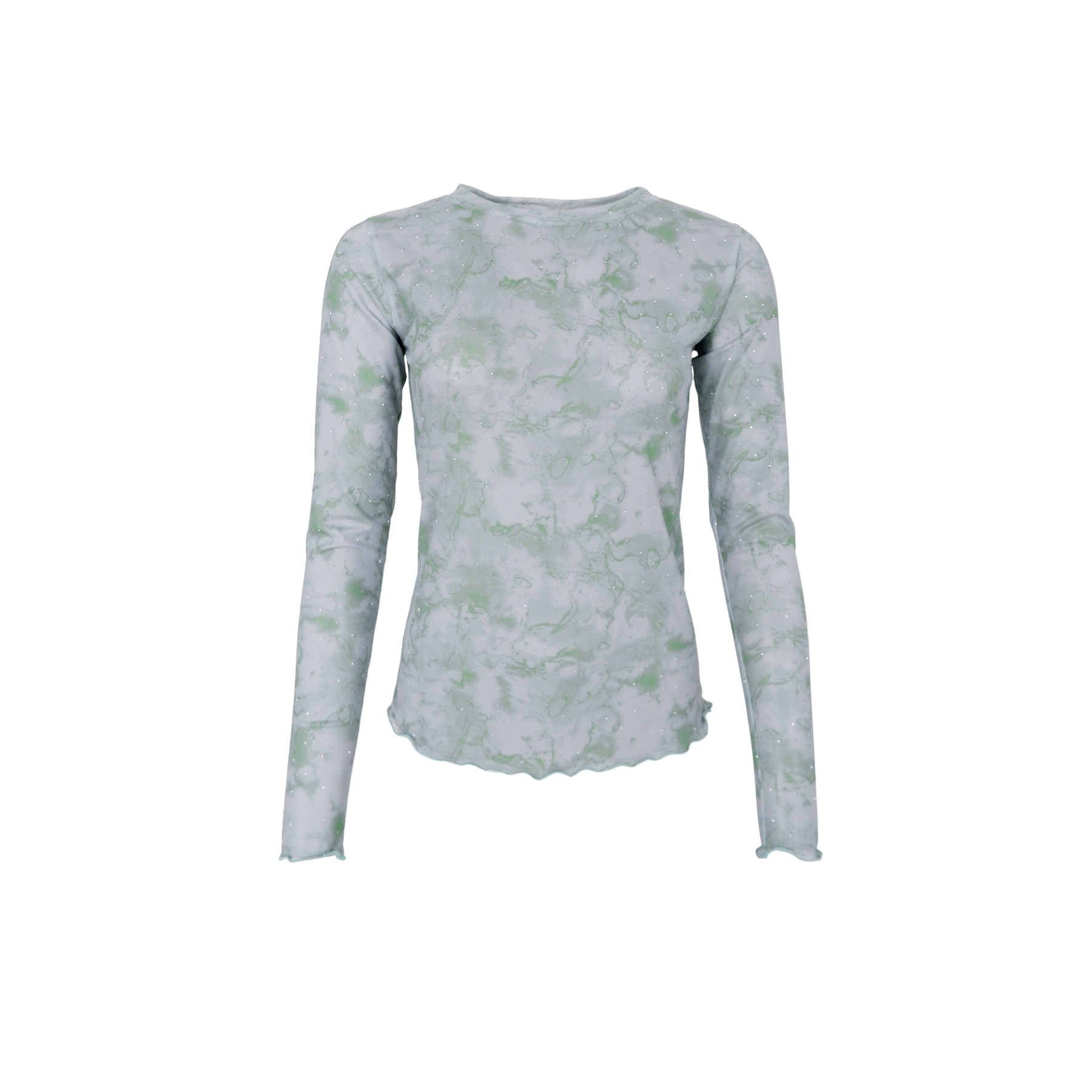 BCANNIE shimmer mesh blouse Green.png