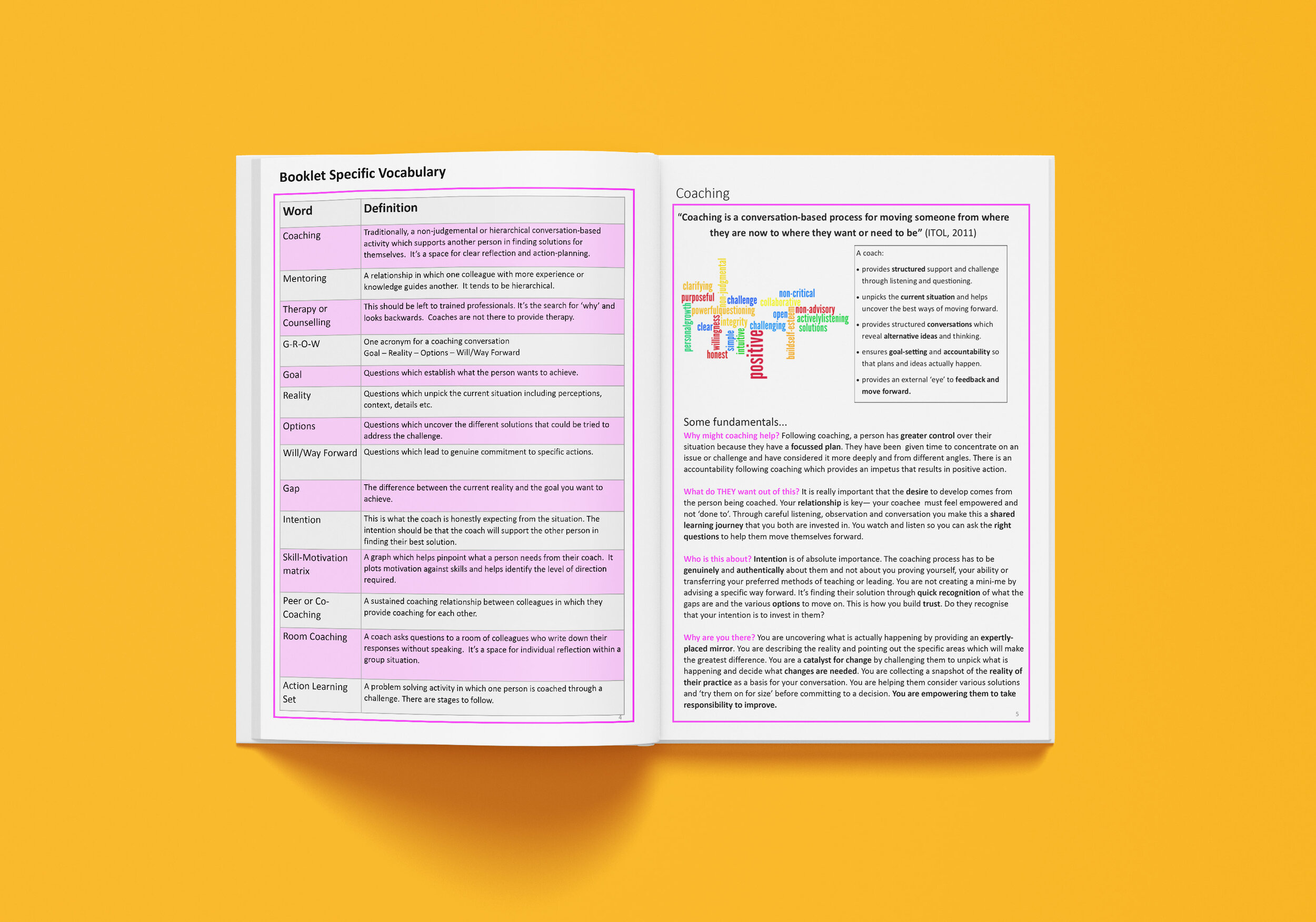 Coaching Fundamentals Booklet - Transform Applied Teaching & Learning workbook vocabulary