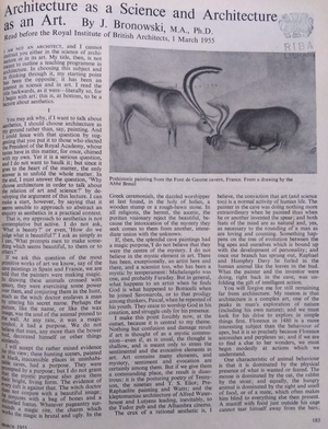 Jacob Bronowski; RIBA Lecture 1955