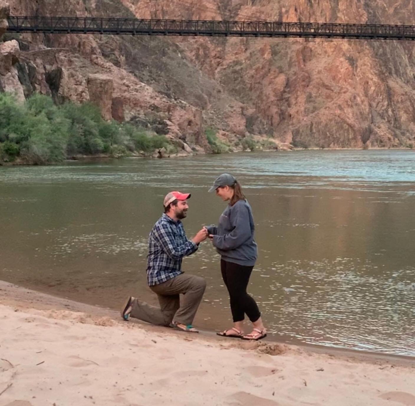 Found a surprise at the bottom of the canyon last week!!

Last Monday, Tyler asked me to be his forever adventure partner while standing on Boat Beach next to the Colorado River. Of course, my brain imploded and the best thing I could think to say wa