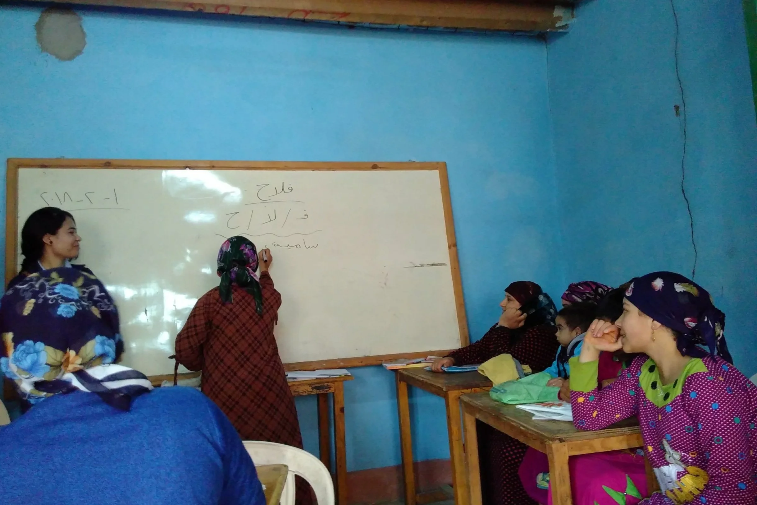 Women attending literacy class in Egypt