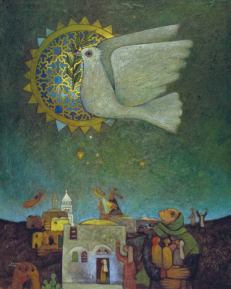 Sliman Mansour painting, 'Hope'