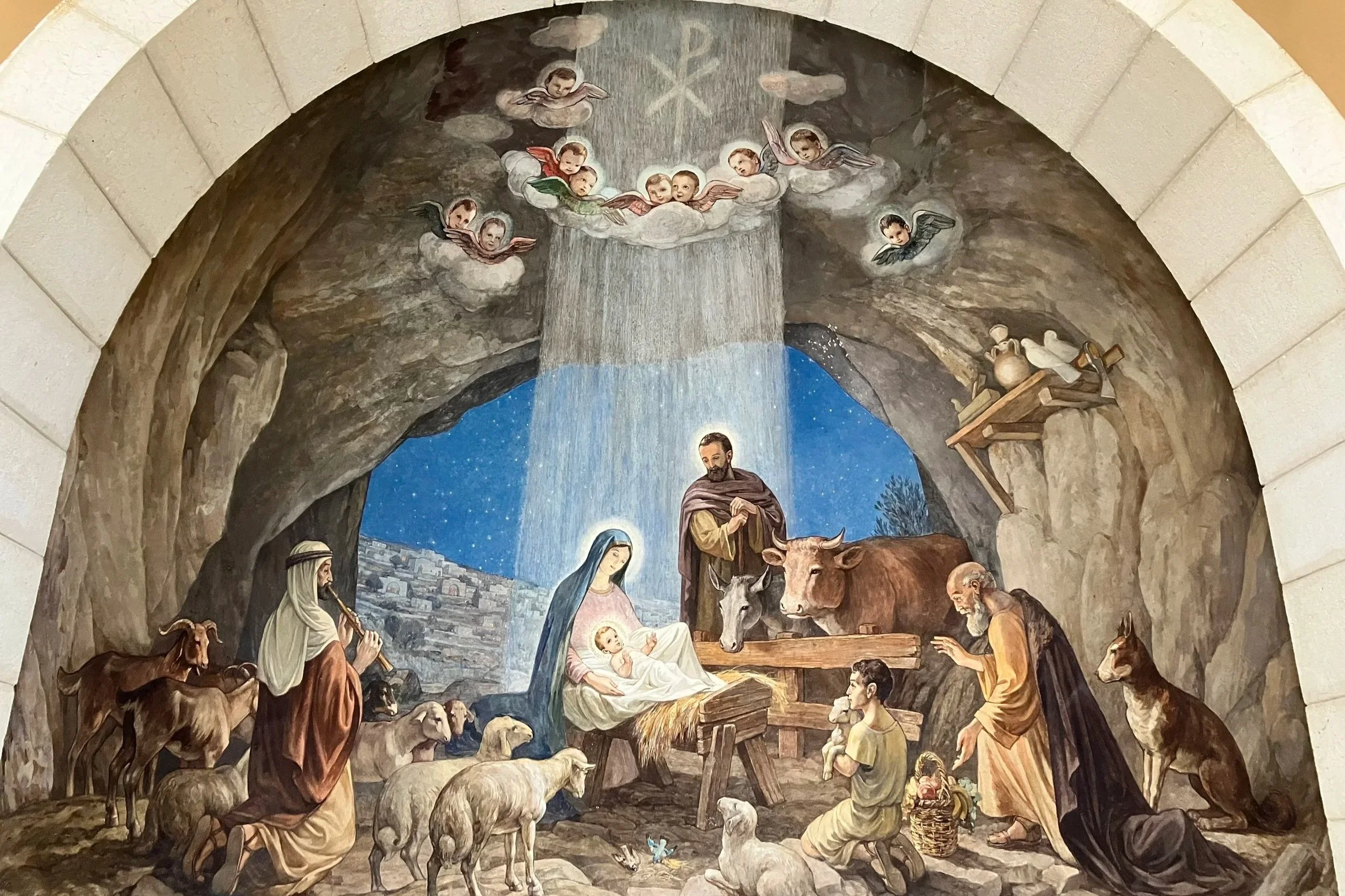 Nativity Mural Shepherds' Field Church Beit Sahour