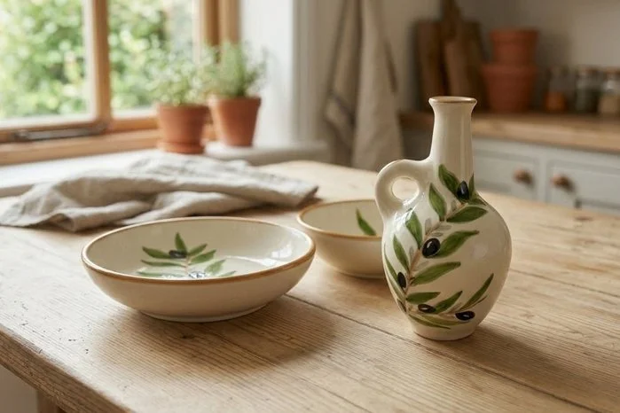 Olive print ceramics available at Embrace webshop