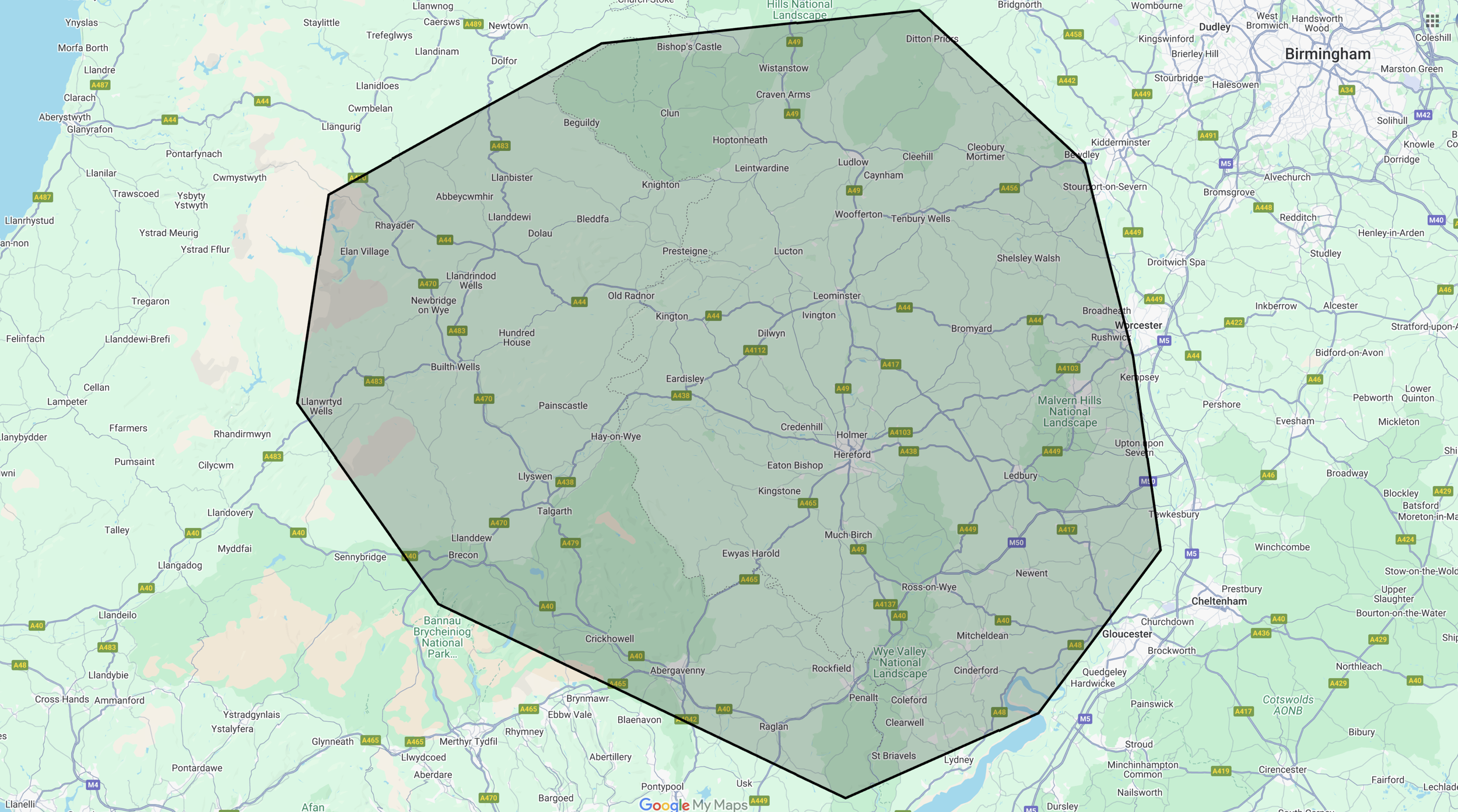 a map of areas covered by heritage roofing contractors with a grey overlay