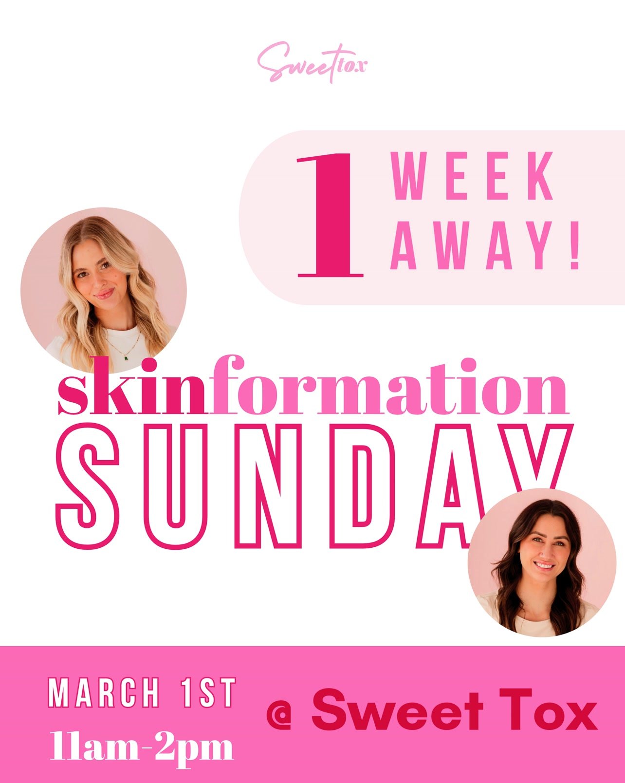 ‼️ We're officially a week out from SKINformation Sunday! AND WE CAN'T WAIT 🫧

Join us on Sunday, March 1st at 11 am for an open-house style shindig, and learn about the power of SKIN and what it can do for your anti-aging journey. From live demos, 