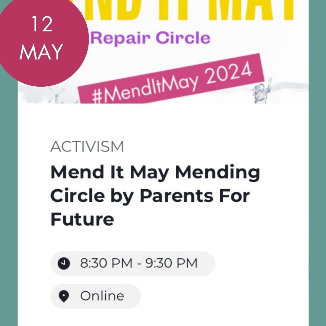 💥 Events listing for 7 to 19 May - more online! Visit our What's On page - link in bio. 

🪡 Sun 12 May // Mending Circle for #MenditMay
Online
By @parentsforfuture_uk 

♻️ Sat 11 May // The Big Swap Sheffield
Sheffield
By @thebigswapevents 

🧥 Sat