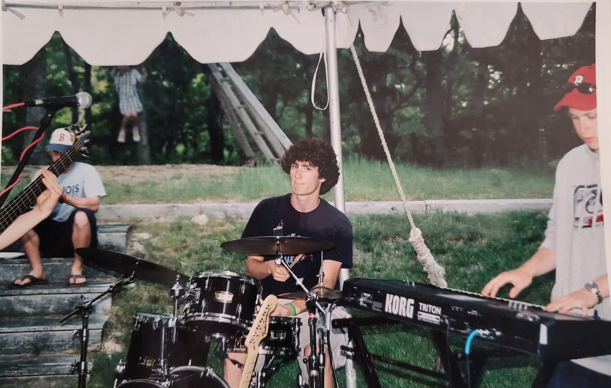 Jamming with my friends at my high school graduation party.