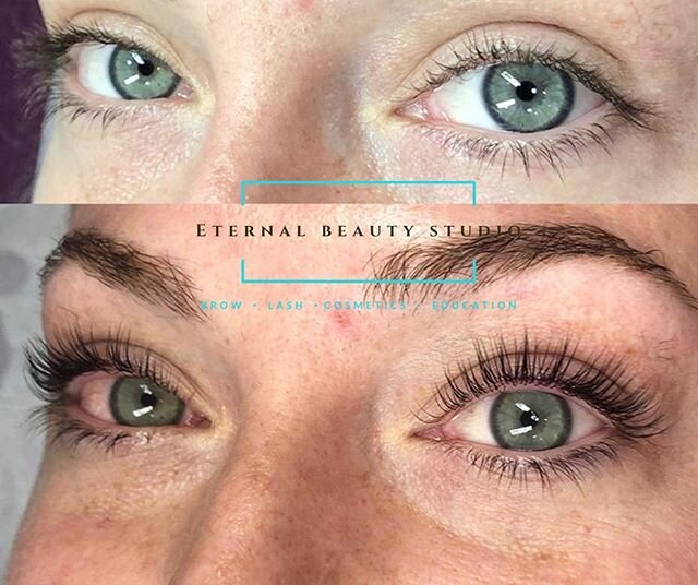 Talk lashes to me, baby!  Lash lift + tint on one of our beauty babes! 
Using our 5 star, top rated products, this procedure will lift, curl, tint and grow clients natural lashes using a Keratin Perming formula in just 3 quick steps. This procedure l