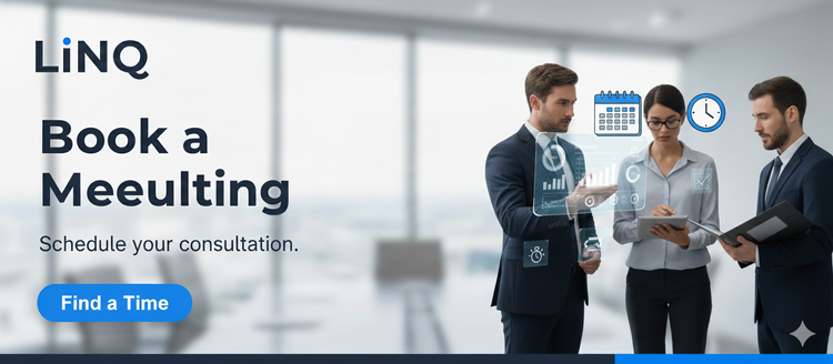 Two professionals reviewing financial dashboards during a LiNQ Ventures discovery call