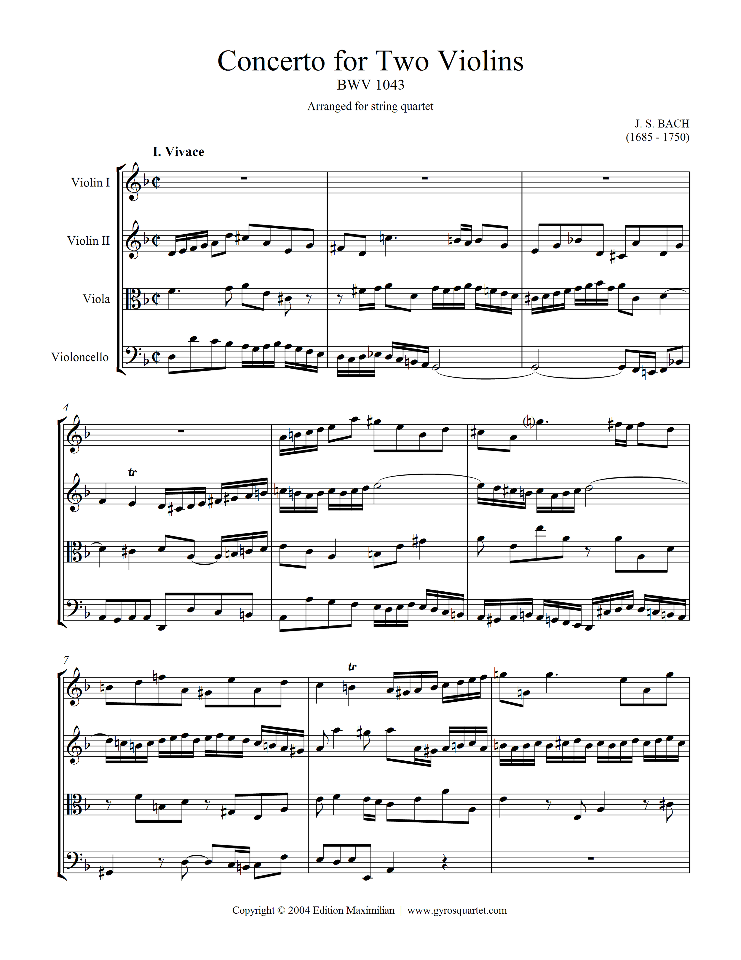 - Double Concerto - for string quartet — Gyros String Quartet