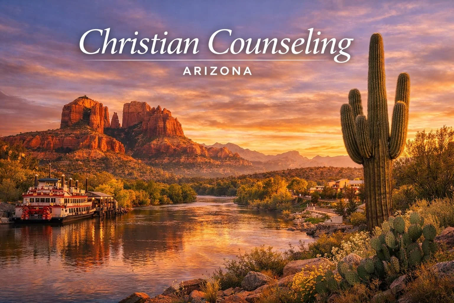 Scenic Arizona Image with Christian Counseling Banner