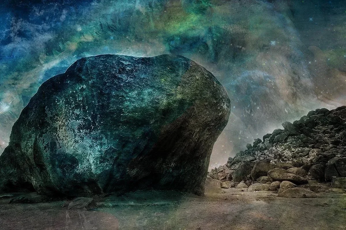 Night Sky,  (24 x 36"), hand worked mixed media, 2026