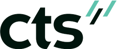 Logo "CTS" écrit en noir et vert sauge sur fond blanc.