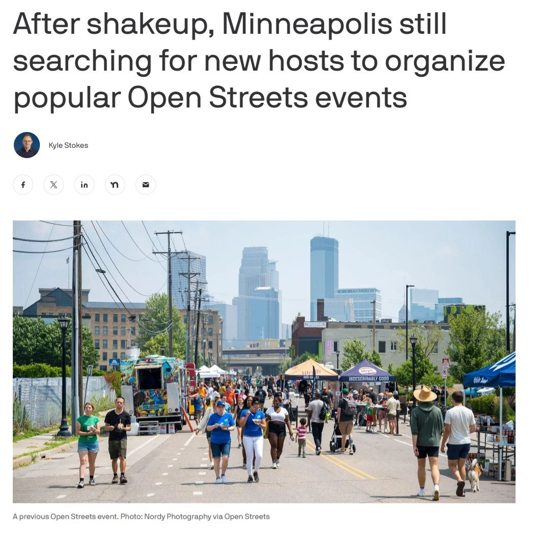 It's already mid April and two of the five planned @openstreetsmpls events for this summer don't even have hosts yet&mdash;including Franklin Ave in Seward.

After ending ties with @ourstreetsmpls, what is Mayor Frey's plan to ensure these quintessen