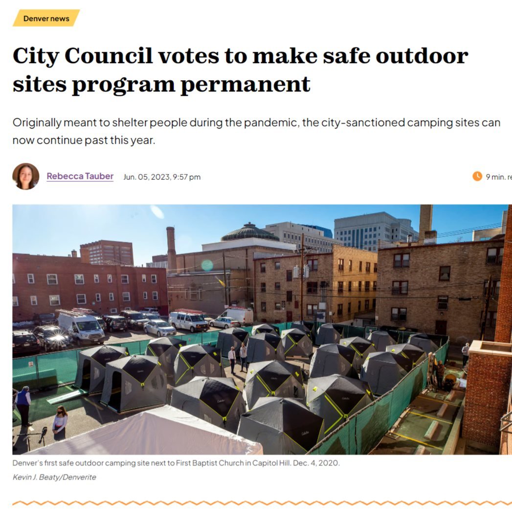 Denver was able to shelter 1000 people facing homelessness in just six months, keeping people safe and connecting them with services and permanent housing via its &quot;Safe Outdoor Spaces&quot; program.

So what are &quot;Safe Outdoor Spaces&quot;?
