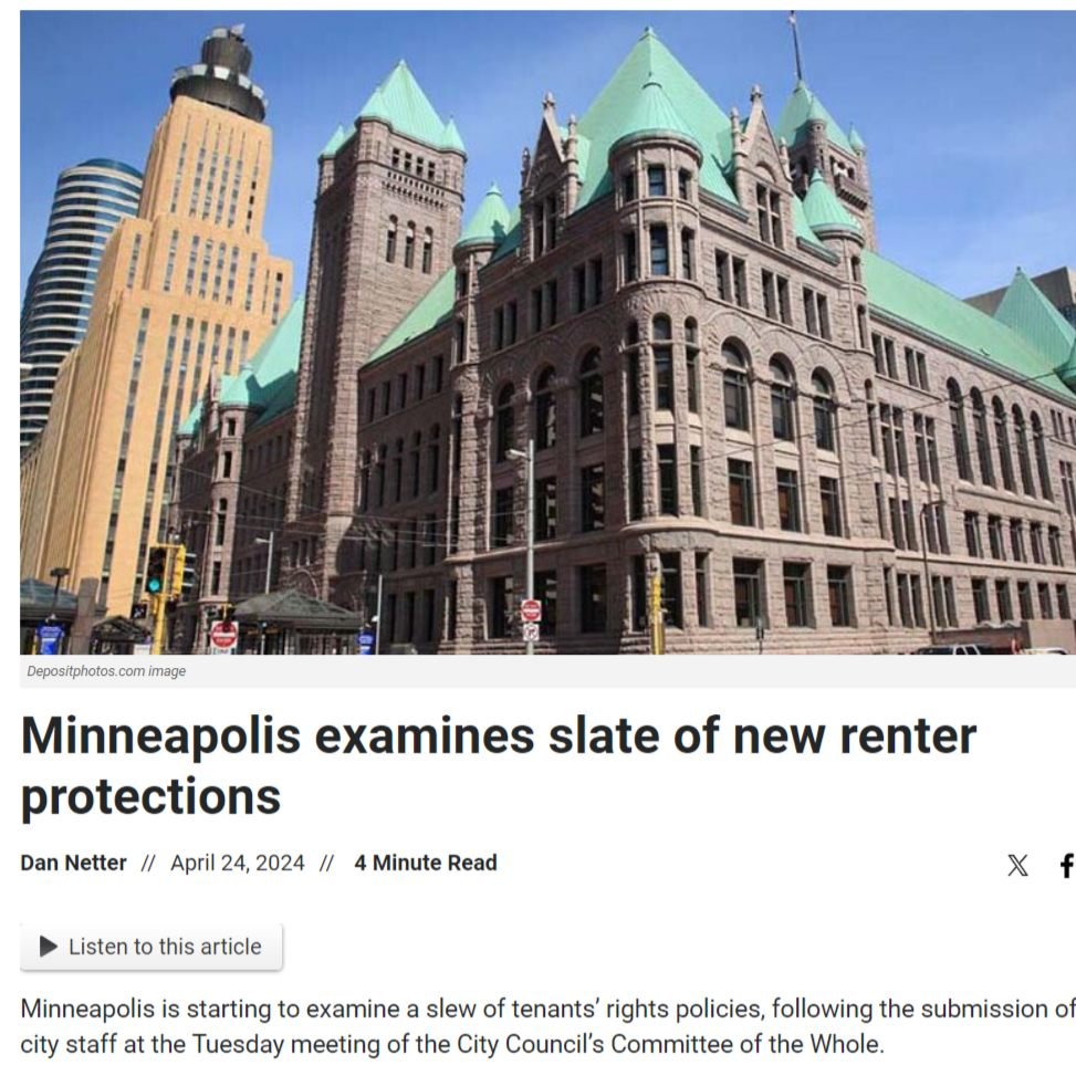 &quot;Minneapolis' current renter relocation assistance policy has a  narrow scope and doesn&rsquo;t help renters who are economically displaced by rising rents. The city could be supporting many more residents who are experiencing housing instabilit