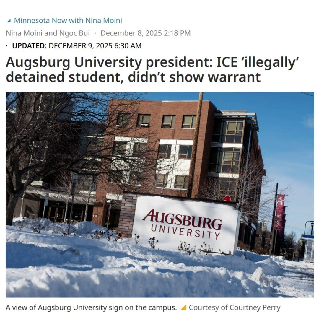 I&rsquo;m horrified by the abduction of an undergraduate Augsburg student by ICE over the weekend. ICE pointed guns at students and staff and refused to produce a warrant despite being on private property.

Ward 2 is proudly home to thousands of stud