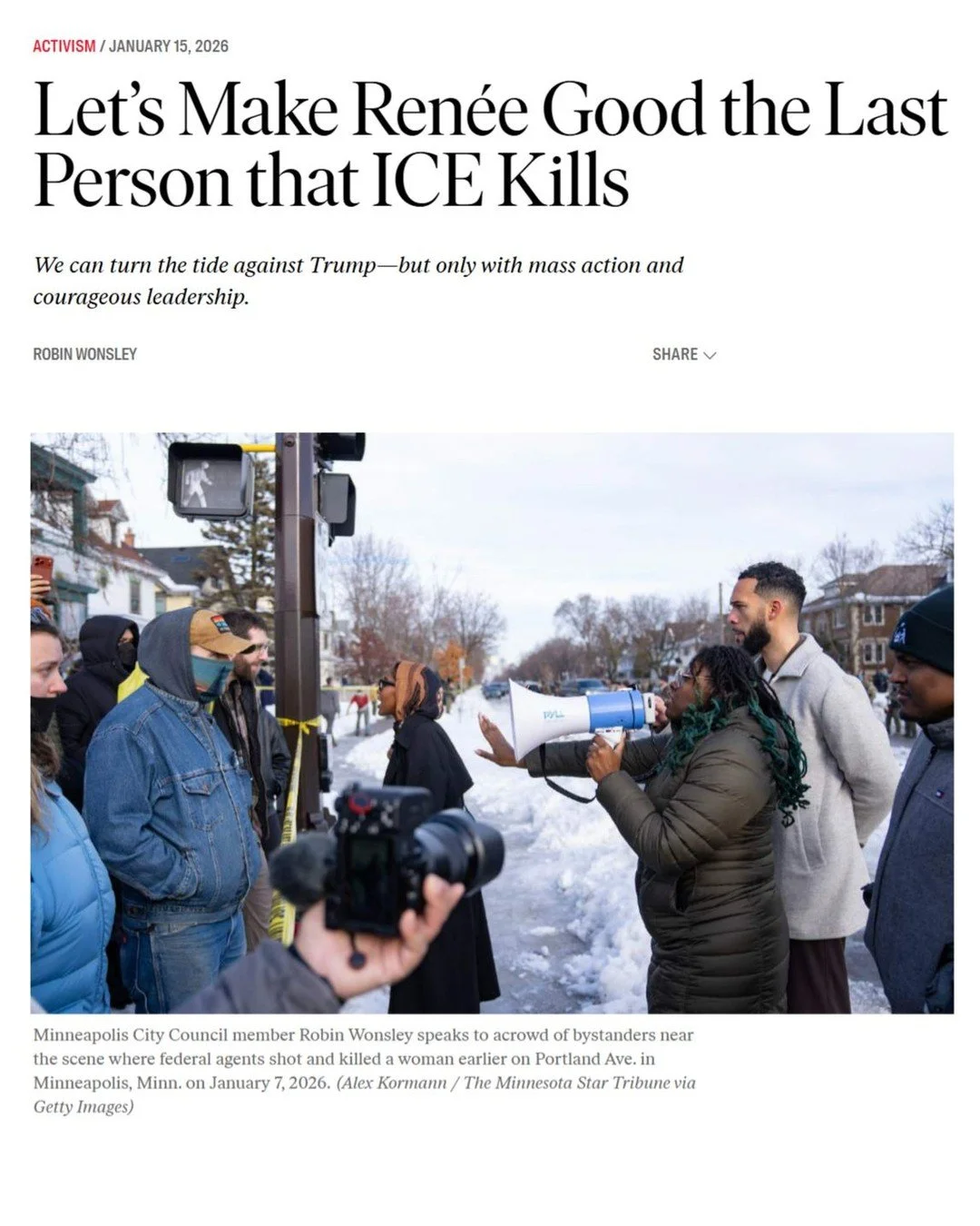 &ldquo;We need national-level labor organizing for strikes and shutdowns to interrupt the economy and force a change of course until we can all live free from the fear of being kidnapped or shot by armed agents. The ICE Out of Minnesota Economic Blac