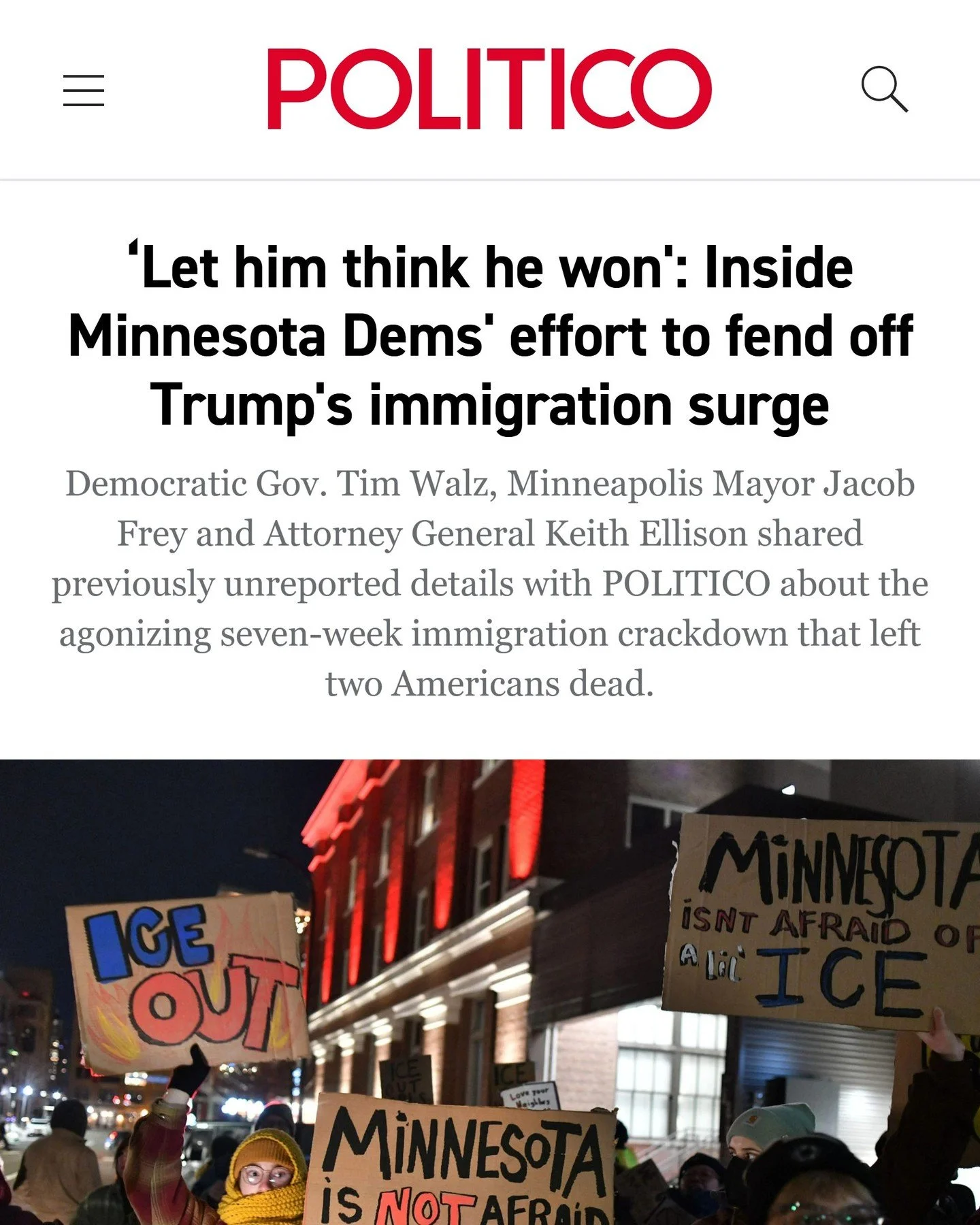 "Democratic Socialist Minneapolis City Council Member Robin Wonsley criticized Frey and Walz for failing to do more to get ICE out... [stating] that residents were showing extraordinary bravery that&rsquo;s &ldquo;not being matched by the electe