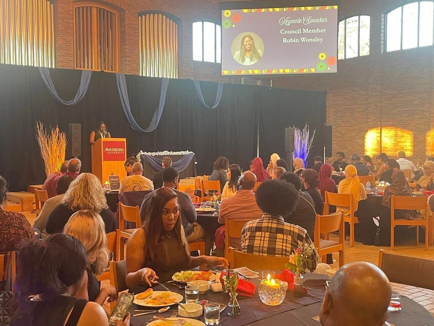Honored to give the keynote at Augsburg University's annual Umoja Banquet uplifting and celebrating Black students, both those graduating and those celebrating the year&rsquo;s accomplishments on their academic journey. Congratulations to all our Aug