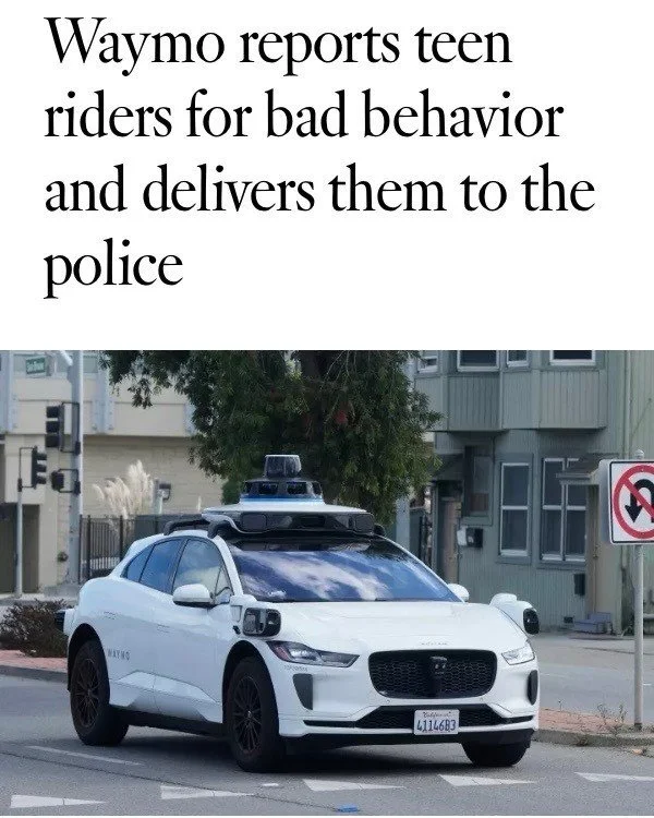 "Robotaxis could be turning into robocops."

Minneapolis does not need vigilante surveillance by big tech.

If Waymo can do this to some teenagers, they can do this to you or any of your neighbors. A failure to regulate Waymo means no safeg