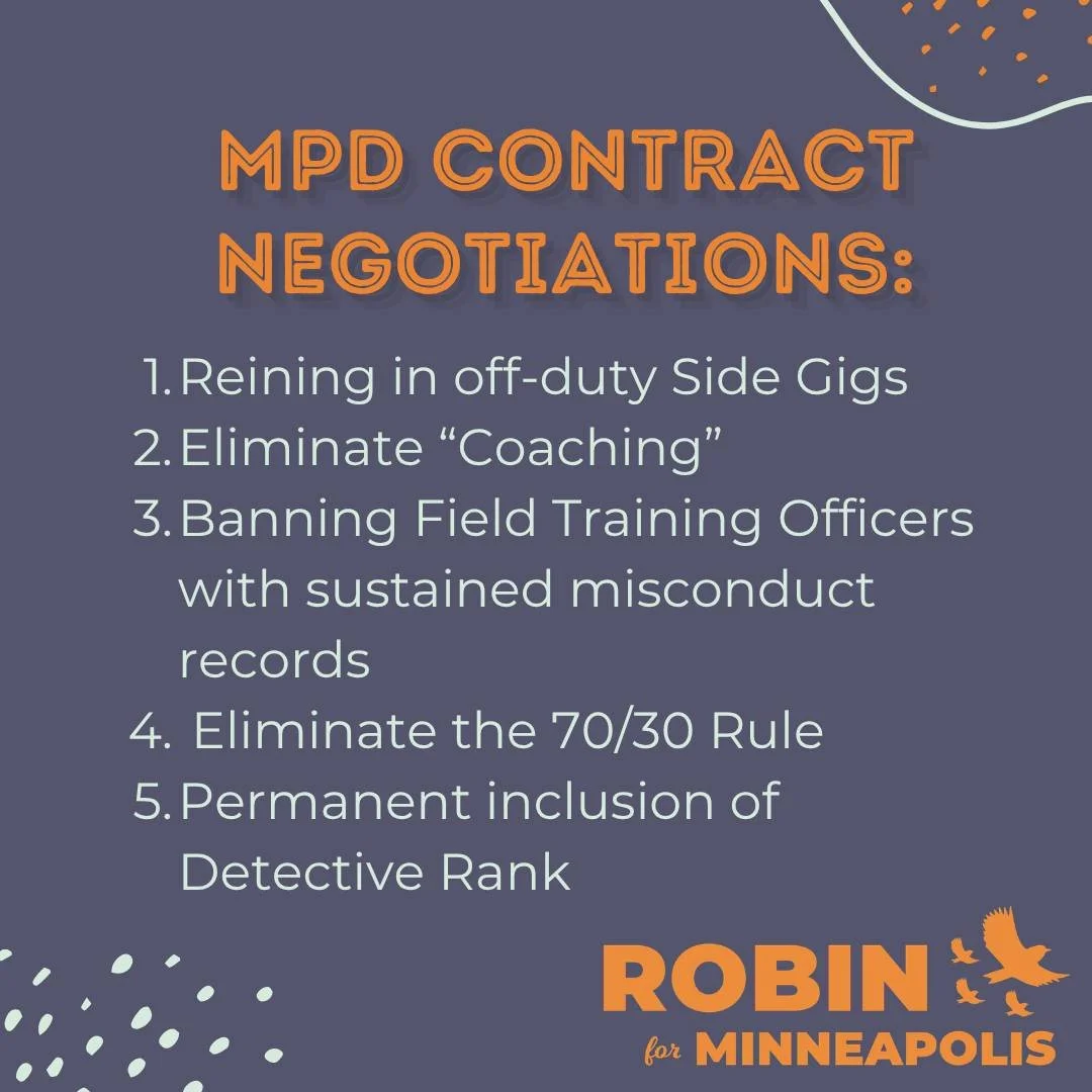 In 2020, Mayor Frey blamed the MPD contract as an "nearly impenetrable barrier" to reining in a rogue dept. Yet during my time on City Council, two MPD contracts both failed to include any meaningful reforms while massively increasing MPD's