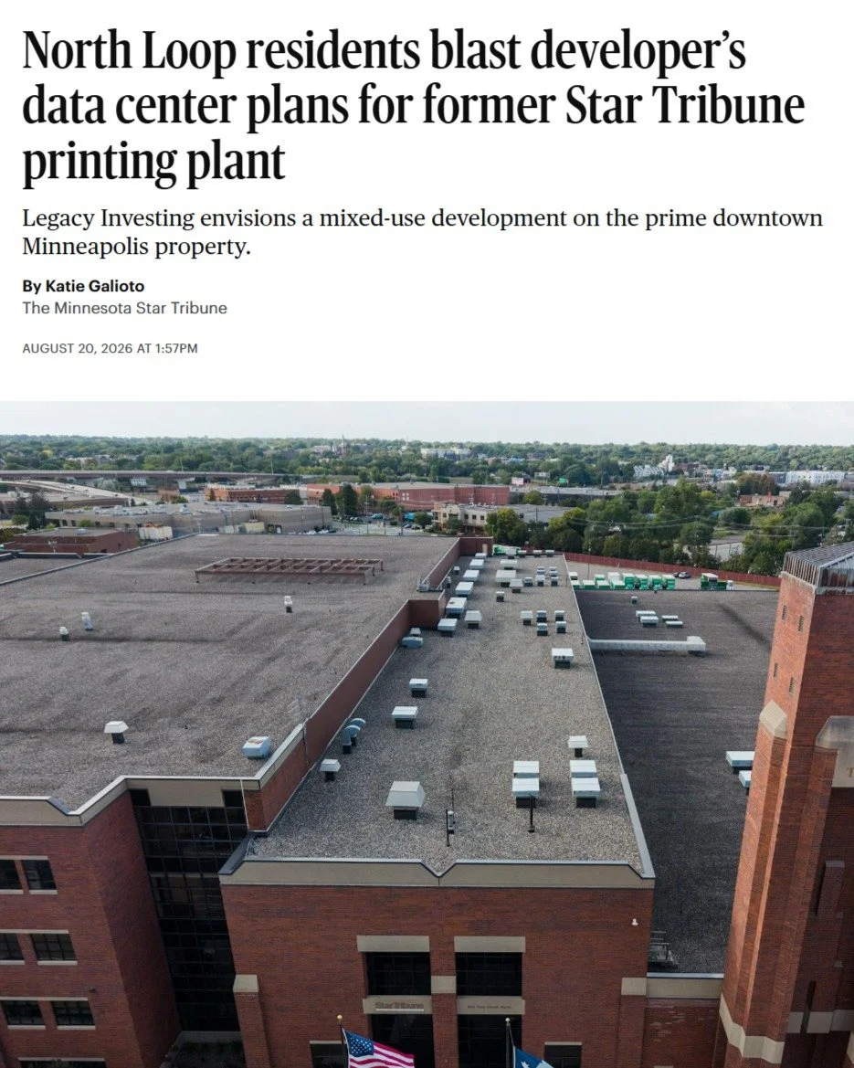 Data centers exist to generate profit for big tech billionaires. Over the last few months, data center developers have lobbied inside City Hall to try and prevent or weaken regulations on data centers in Minneapolis. I'm proud that MPLS residents hav