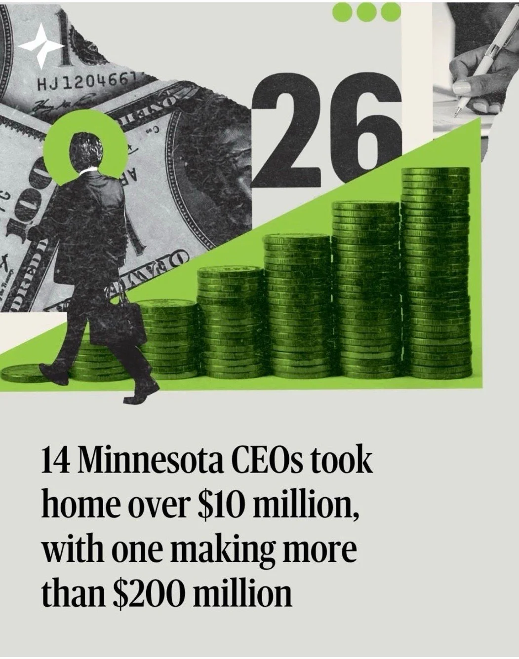 A recent Star Tribune article found that 14 Minnesota CEOs took home more than $10 million, with one making more than $200 million. This is exactly why we need to tax the rich.

Meanwhile, working people are constantly told that the things that would