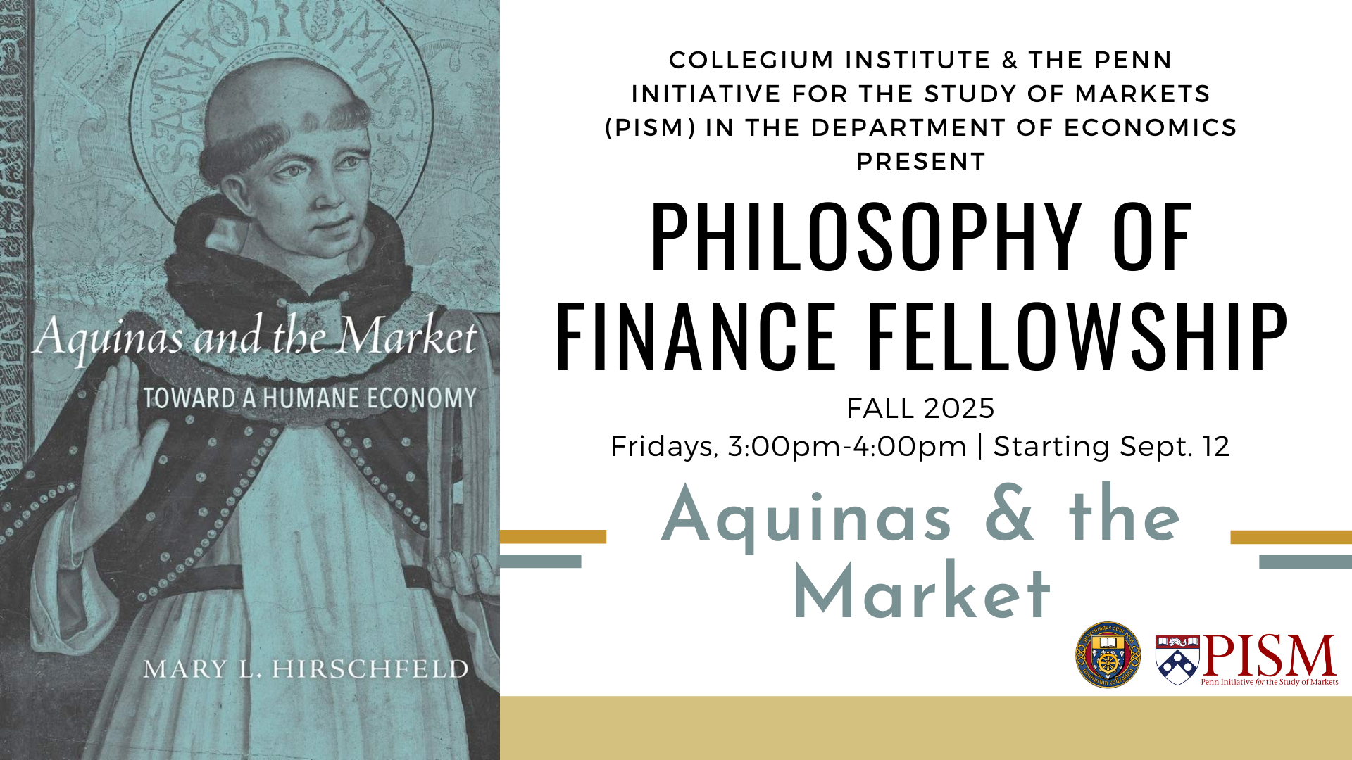 Philosophy of Finance Fellowship (Fall 2025): Aquinas & the Market
