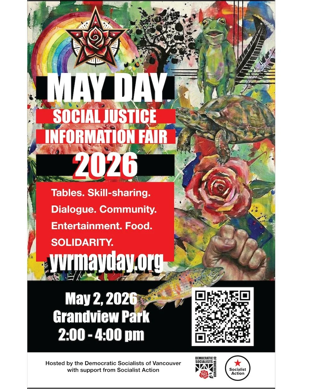 The Vancouver Mayday Social Justice Information Fair has been held in Grandview Park in Vancouver for over a decade. The fair is an open invitation to a broad range of social justice groups to come down, set up an information table and talk to the co
