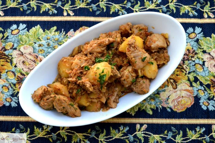 Parsi Chicken Bafat Preparation with Potatoes