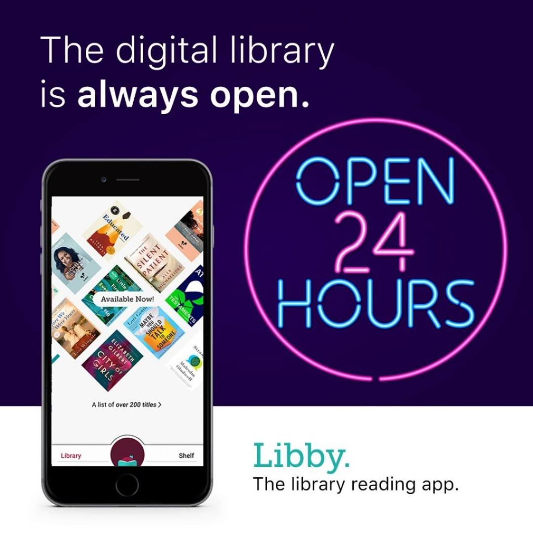 The Libby app is available 24/7, providing access to over 56,000 titles in eBook and audiobook formats. You can read on your smartphone, iPad, tablet, or new Kobo eReader. Automatic returns. No late fees. The Libby app is free for library members, so