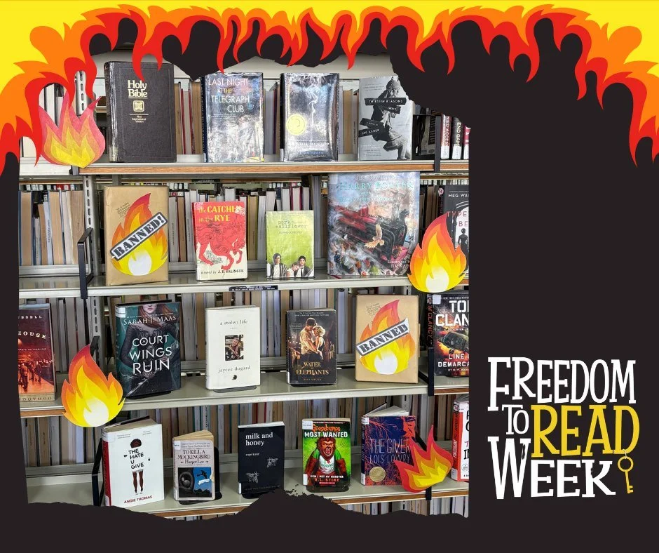 It's Freedom to Read Week, so stop by the library and check out a book from our banned book shelf.  Book bans usually happen in a school library or public library, and books are banned because of complaints about their content. However, censorship is