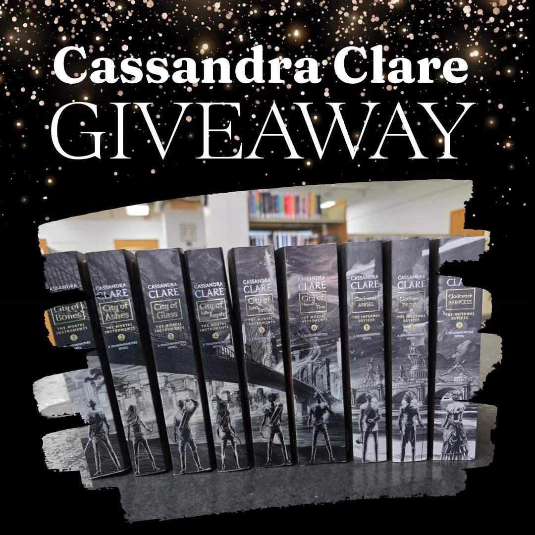 FINAL DAY TO ENTER THE GIVEAWAY: This gorgeous Cassandra Clare set was donated, and we have all copies in our collection, so we are giving them away. The giveaway includes the entire Mortal Instruments and Infernal Devices series. Enter to win by com