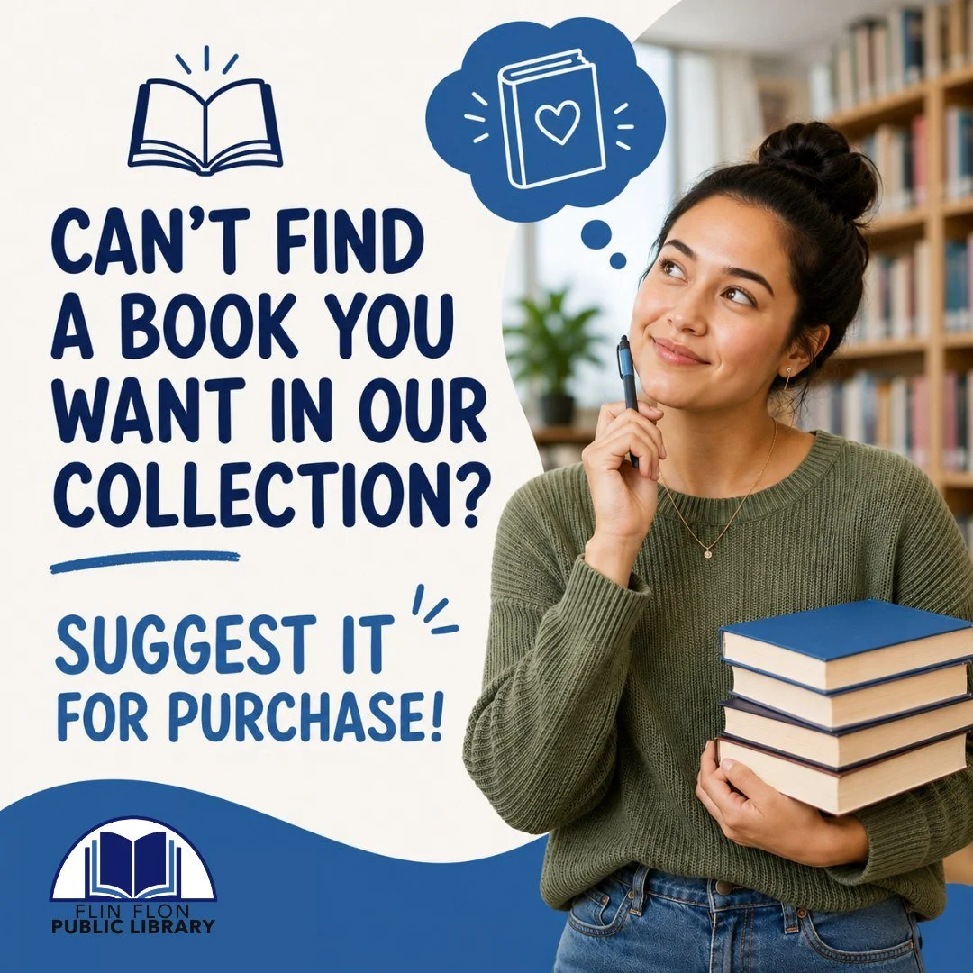 Can't find a book you want in our collection? Suggest it for purchase. The library welcomes your book suggestions, with one caveat: books suggested for purchase must be published within the last twelve months. If it's been longer than that, many book