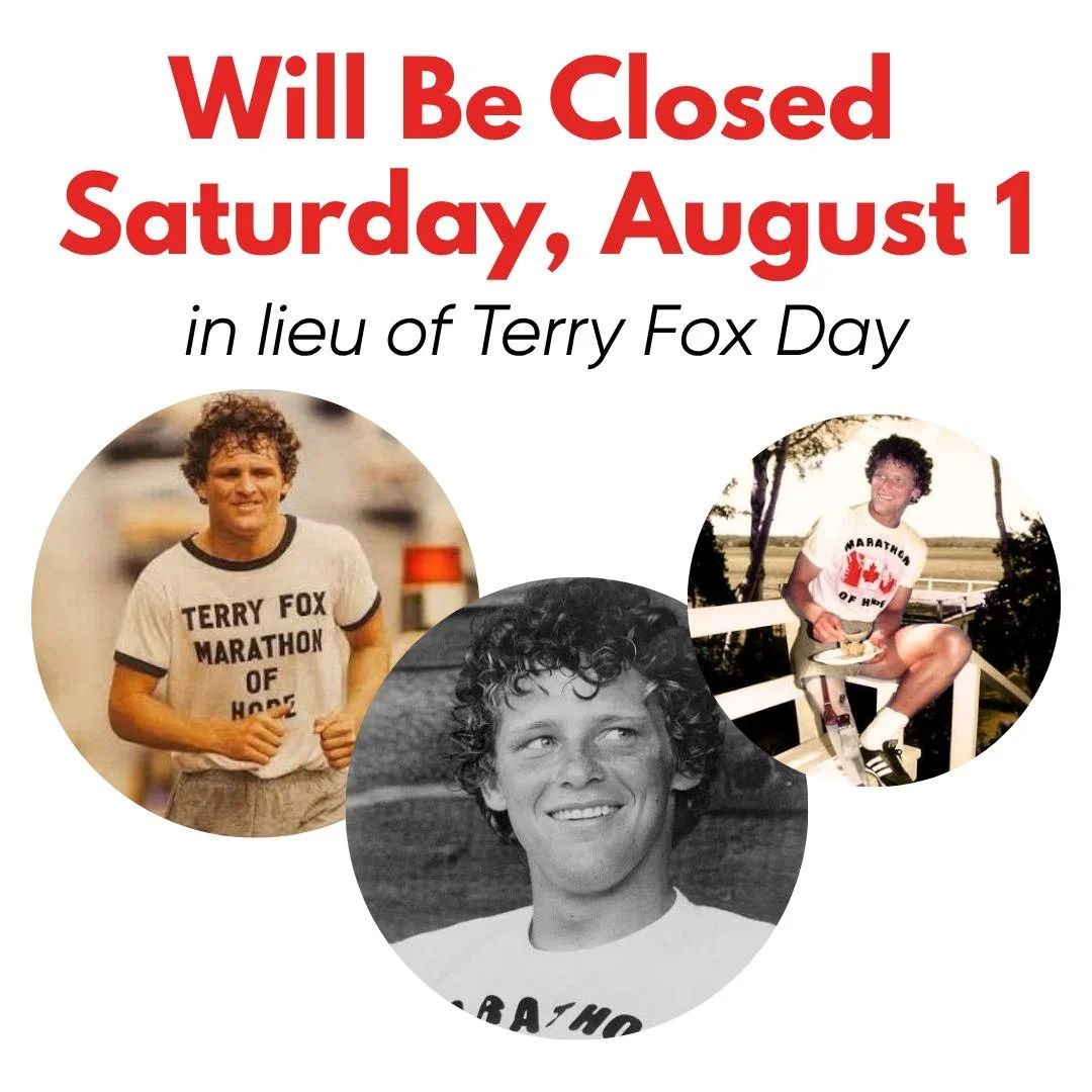 The library will be closed on Saturday, August 1, in lieu of Terry Fox Day. We hope everyone has an enjoyable long weekend.