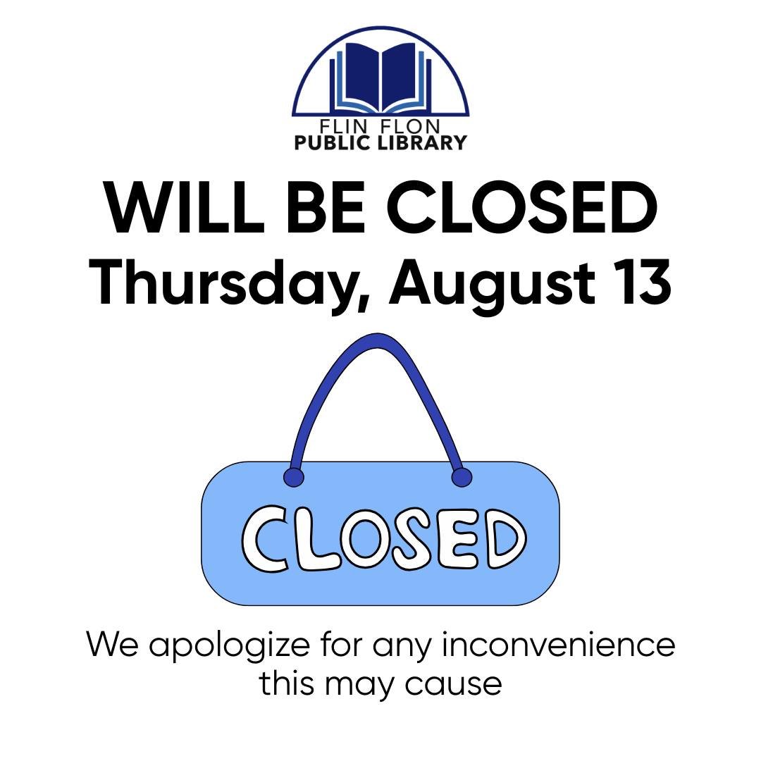 The library will be closed to the public on Thursday, August 13. We apologize for any inconvenience this may cause.
