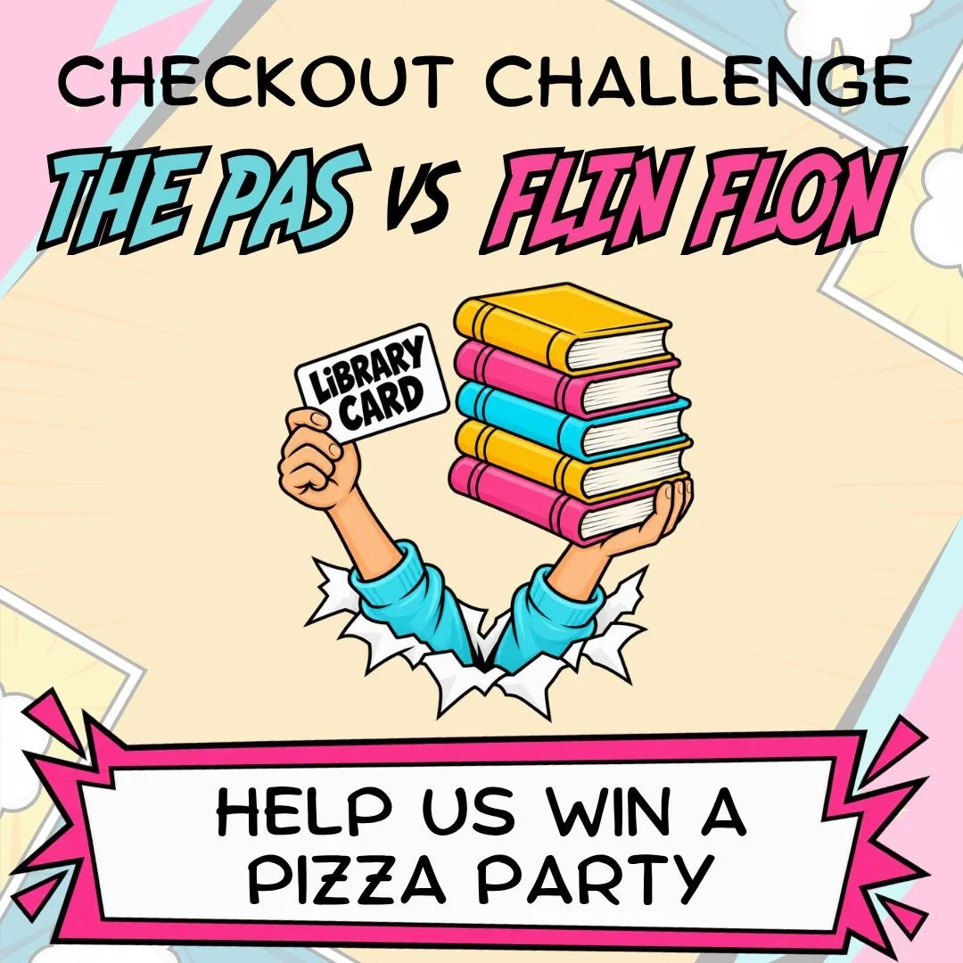 HELP US WIN THE CHECKOUT CHALLENGE VERSUS THE PAS REGIONAL LIBRARY THIS MONTH. Borrow lots and borrow often. Stop by the library to borrow books today, or check them out on the Libby app (eBooks and eAudiobooks both count). THIS IS A BATTLE FOR THE P