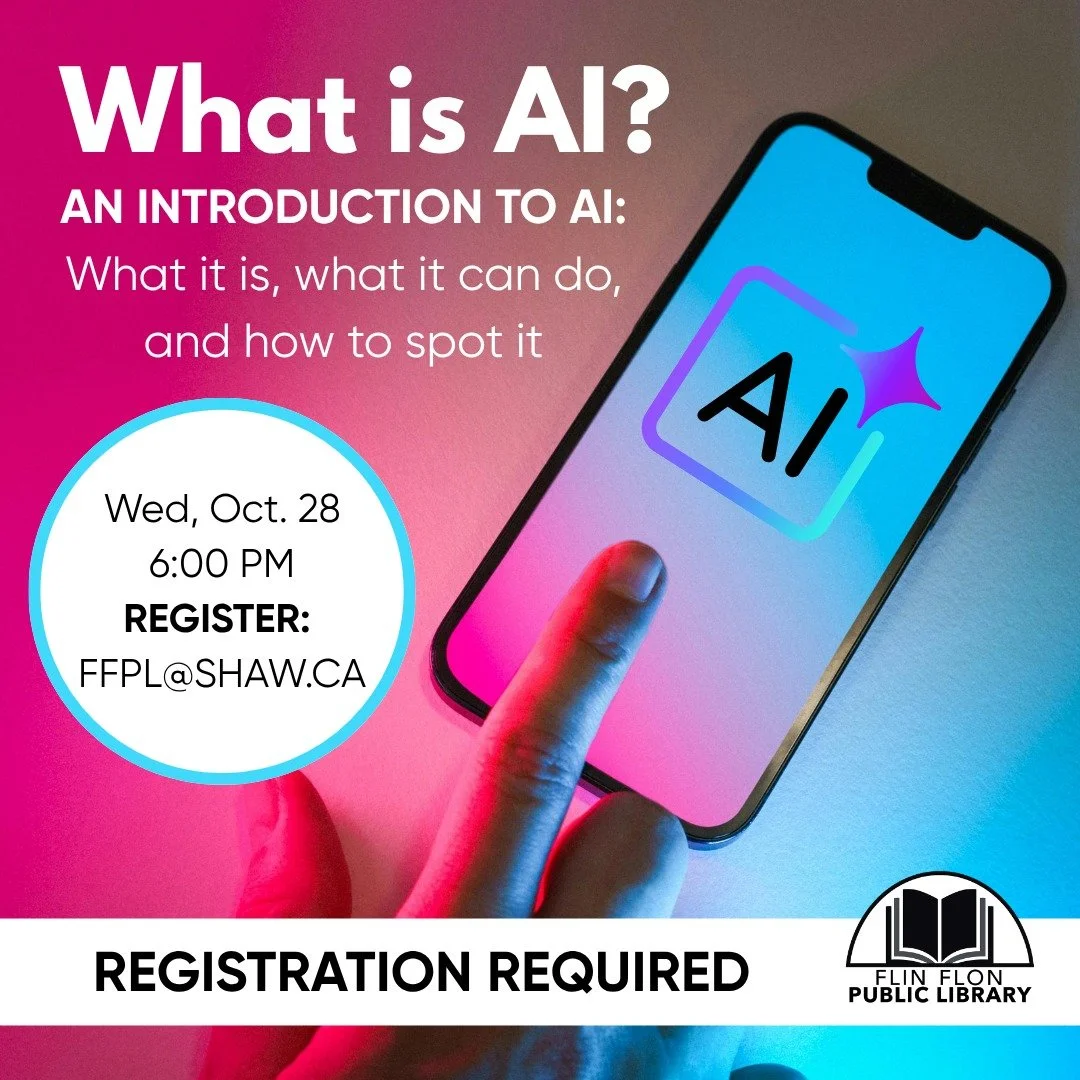 REGISTER TODAY FOR OUR "WHAT IS AI? AN INTRODUCTION TO AI" EVENT ON Wednesday, October 28 at 6:00 PM. We will be discussing what AI is, what it can do, and best practices for spotting it.  This is a practical guide for the curious, concerne