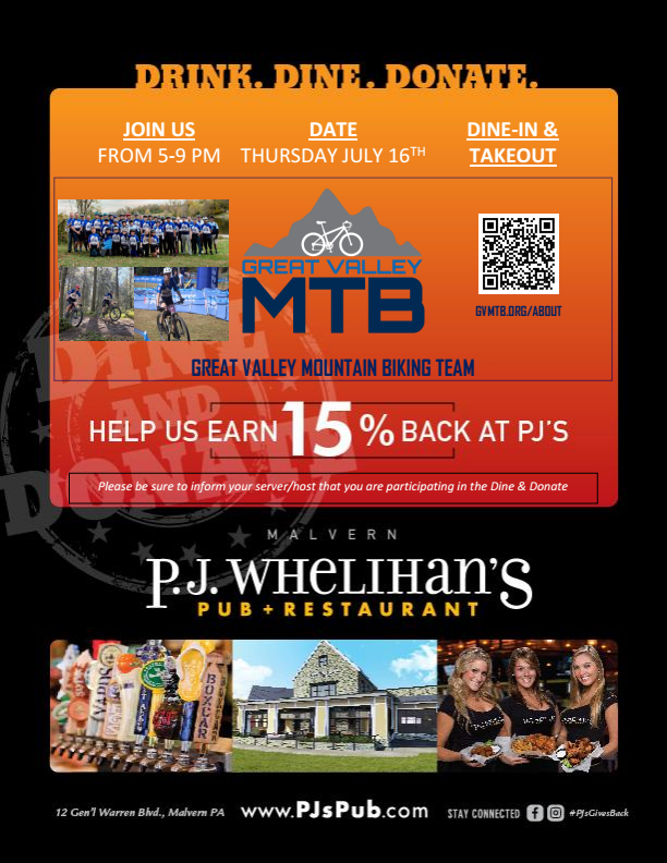 Dine to Donate for GVMTB @ PJ Whelihan’s - Malvern - 7/16 5-9p
