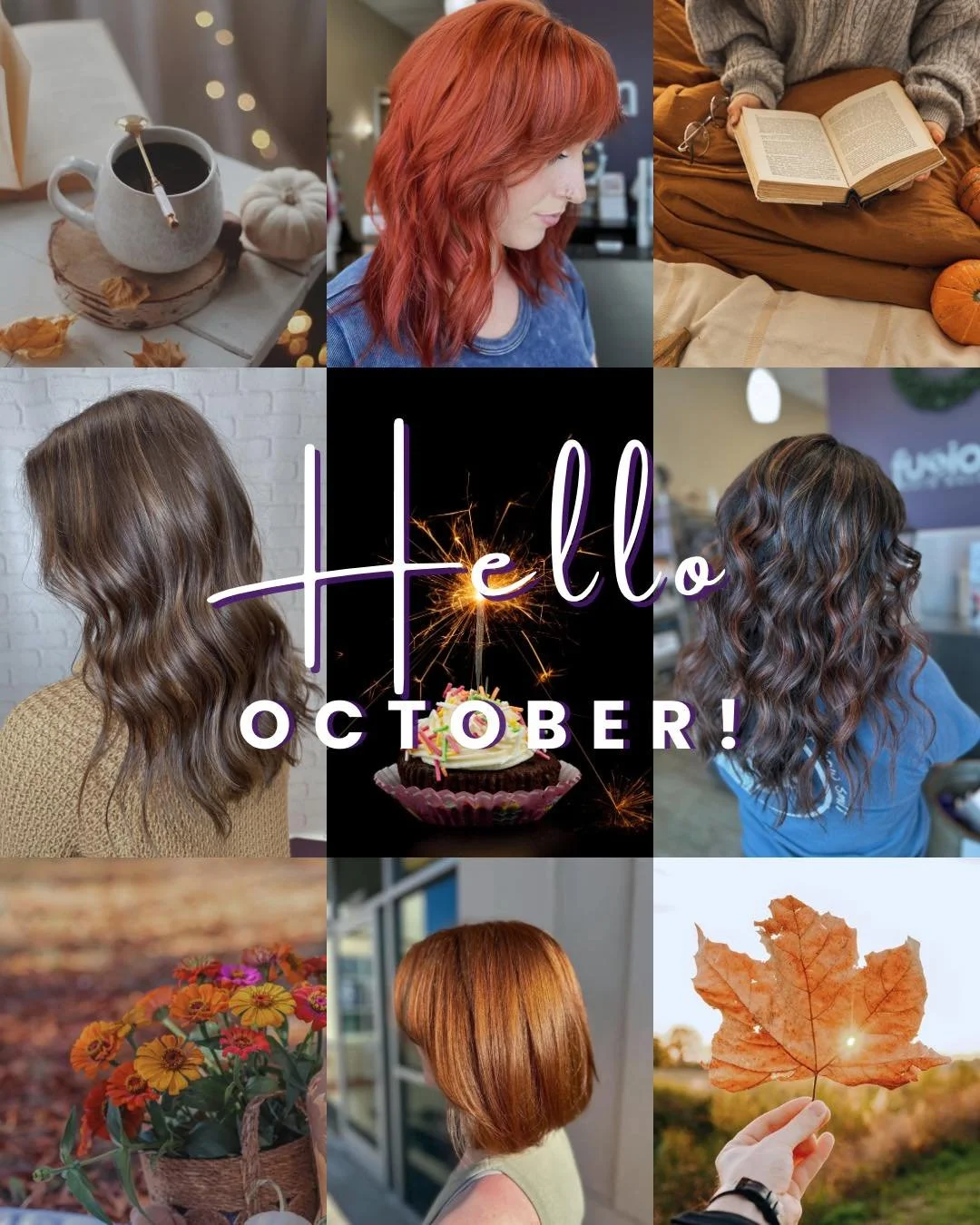 Hello, October! 🍂 Fall vibes have officially arrived&mdash;bring on the cozy sweaters, rich colors, and fresh fall hair! And while we&rsquo;re here for all things autumn, we can&rsquo;t forget&mdash;it&rsquo;s also our birthday month! 🎉 💜💚 We&rsq