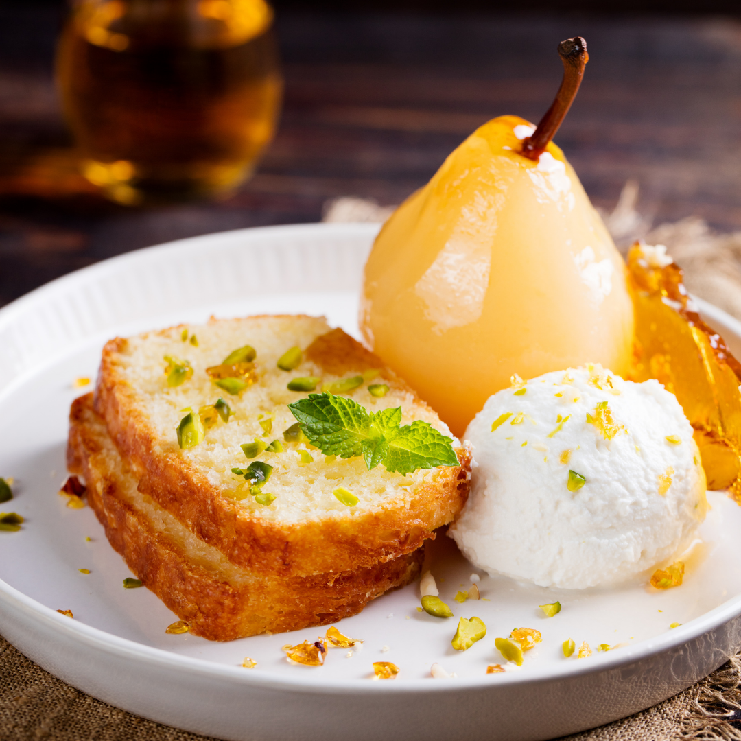 Pear-Pistachio Olive Oil Cake